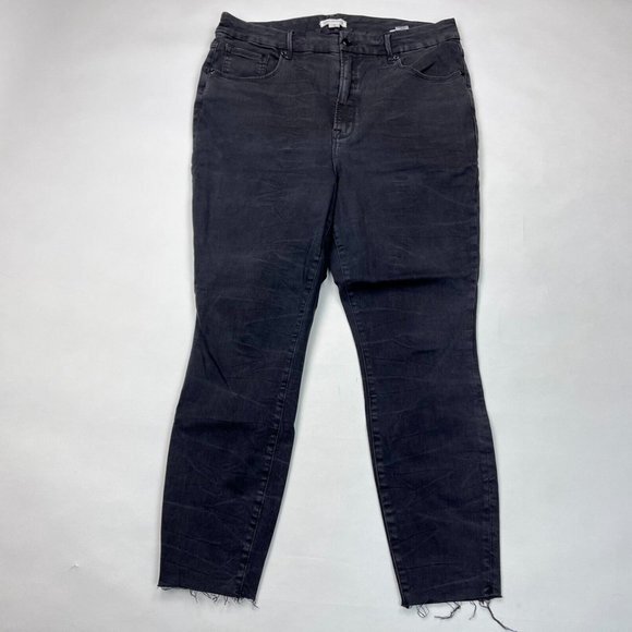 Good American Good Waist Crop Raw Edge Jeans Women 18 Stretch Cotton High Rise - Picture 1 of 14